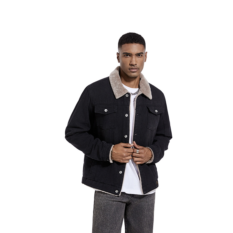 Giacca in denim da uomo, autunno inverno, foderata in pile, tendenza moda casual_voghion.com
