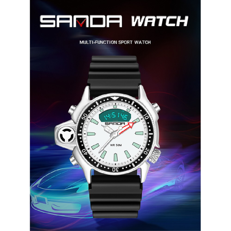SANDA luksusmærke multifunktionelt sportsur 2023 New Fashion HD LED vandtæt ur_voghion.com