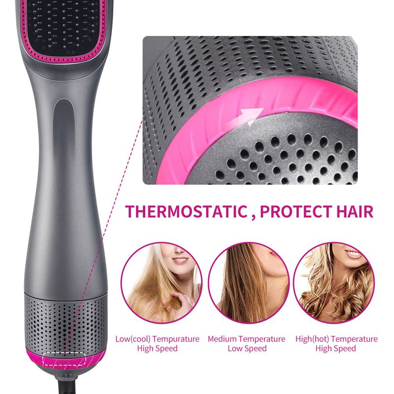 One Step Dryer Comb Volumizer Blower 2 In 1 Hot Cold Air Straightening Curling Iron Brushes Blow Hair Styling Tools_voghion.com