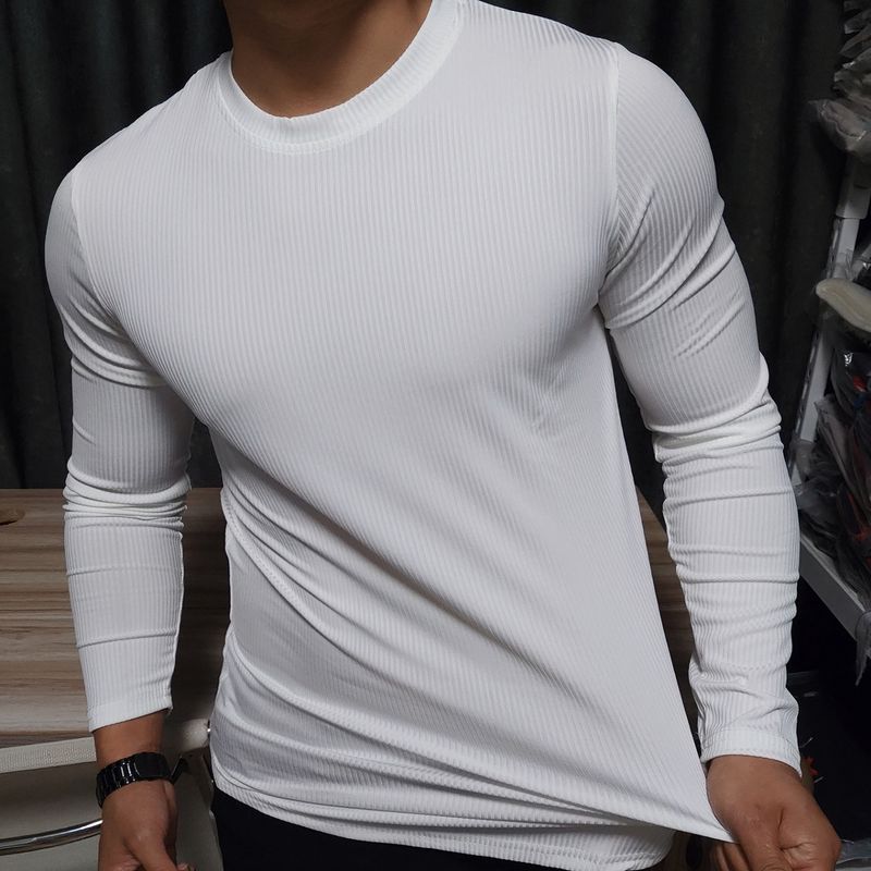 Stretch-Langarm-T-Shirt für Herren, schnelltrocknend – Slim Fit-Trainingsshirt fürs Fitnessstudio, atmungsaktive und feuchtigkeitsableitende Basisschicht für Freizeit und Training_voghion.com