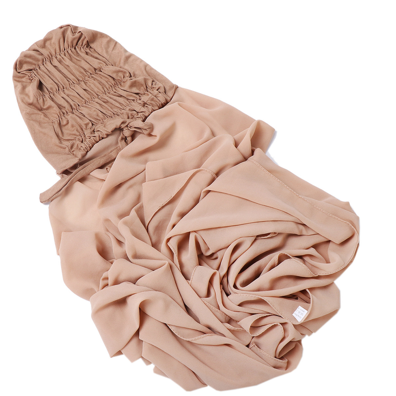 Ensemble de chapeaux turban plissé avec cordon de serrage pour femmes, ensemble de chapeaux à fond plissé en mousseline de soie avec perles monochromes_voghion.com