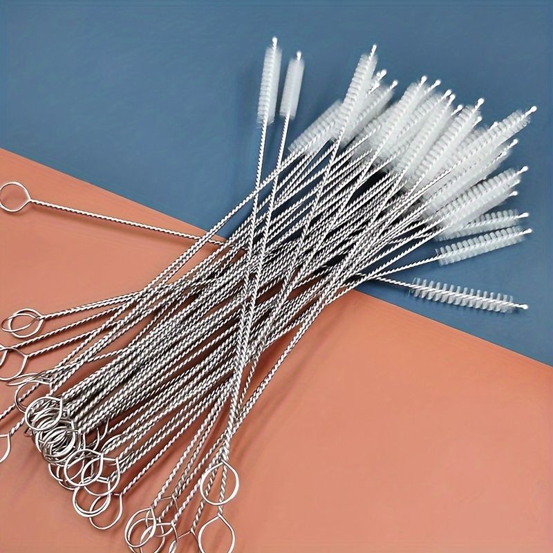 Stainless Steel Cleaning Brush 5-50pcs Extra Long Pipe Brush For Water Bottle Keyboard Small Pipe Mini Bottle Gap Brush Essential Cleaning Tools_voghion.com