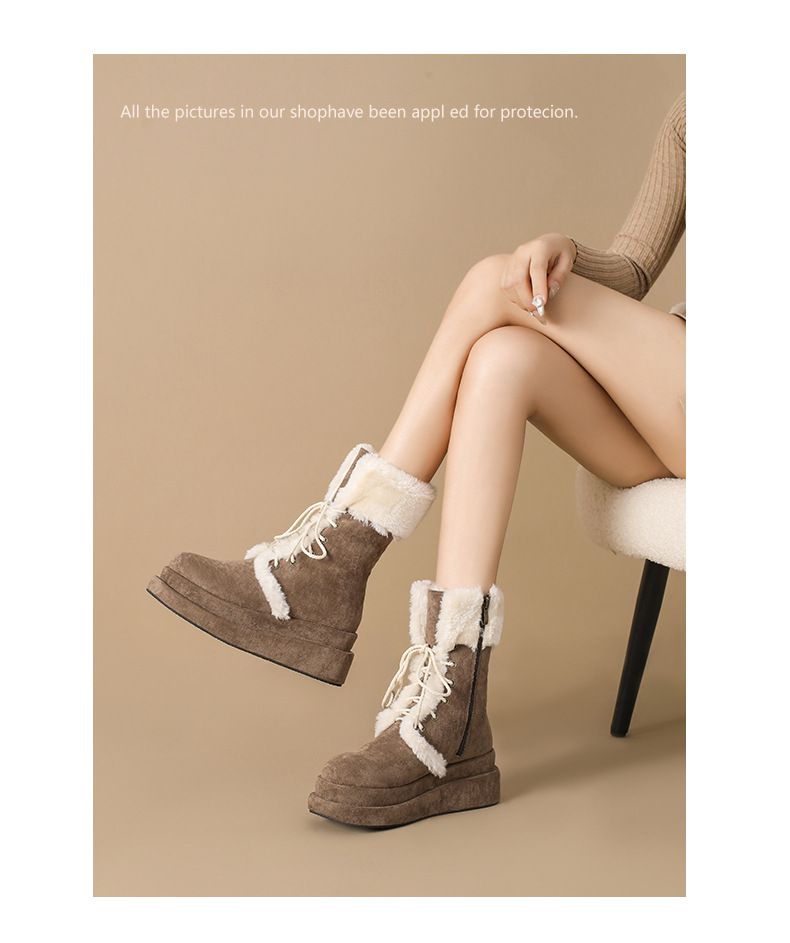 New mid-calf boots with cashmere padded warm shoes retro booster boots_voghion.com
