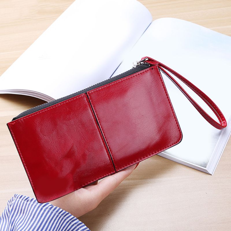 Kjiuyou Simple Women Hand-held Wallet Large Applications Fadeless Pure Color Porte-monnaie pour la vie quotidienne_voghion.com