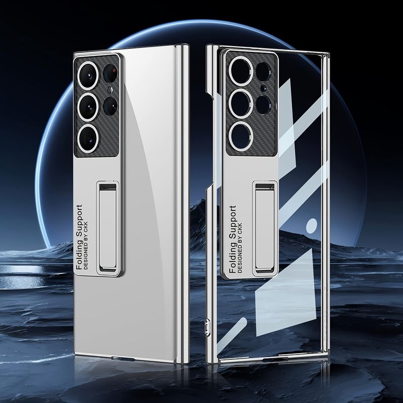 For S23Ultra Transparent Stand Phone Case Galaxy S23 Ultra All-Covering Drop-Resistant Hard Case Protective Case_voghion.com