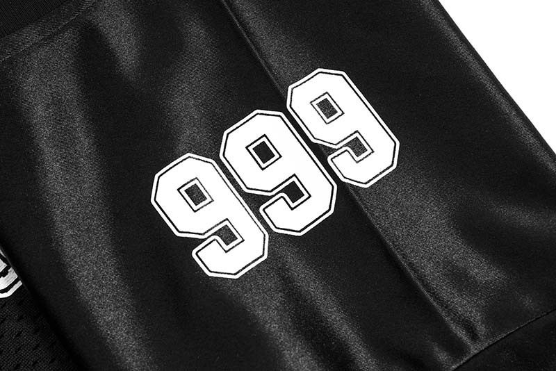 Maillot de sport à col en V et manches courtes pour homme, imprimé lettres et chiffres, en maille patchwork, tendance et ample_voghion.com