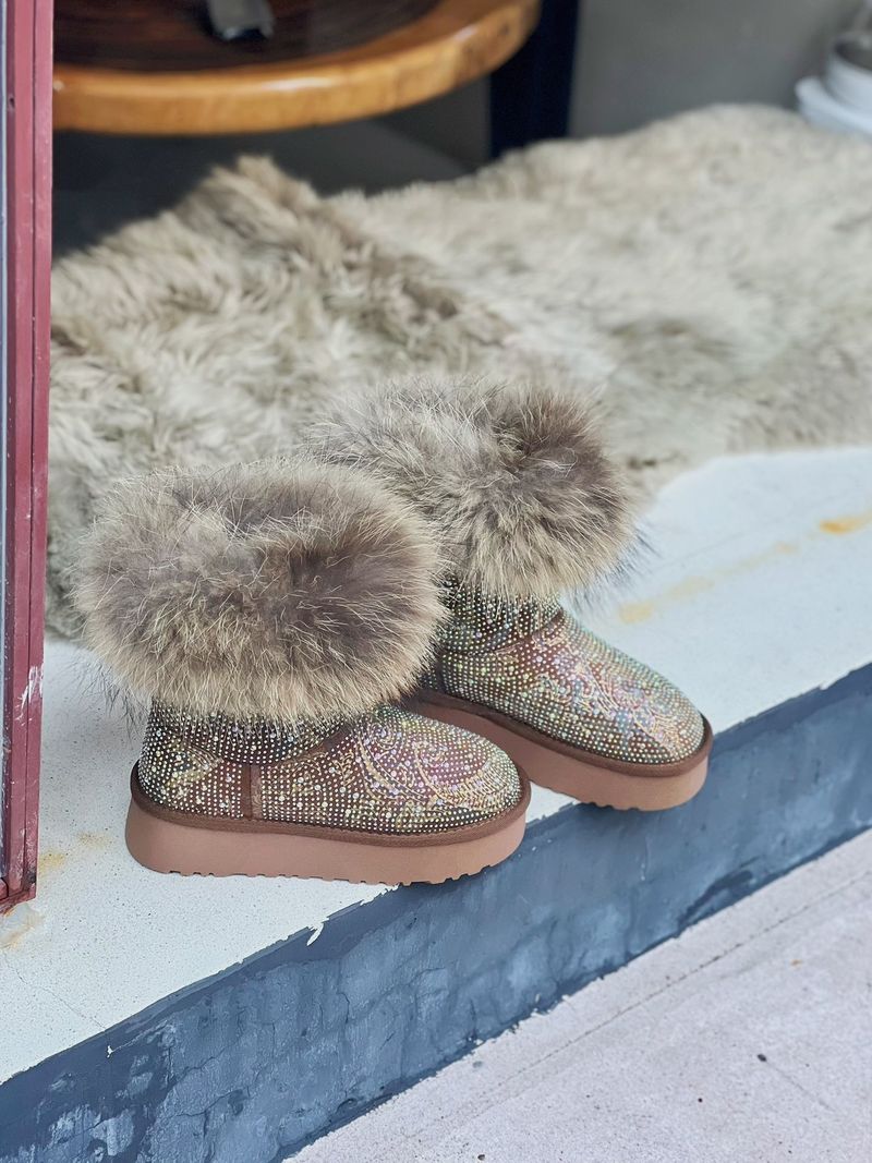 Melad Water Diamond Snow da donna in inverno 2024, stivali in vera lana con suola spessa e intersuola in cotone_voghion.com