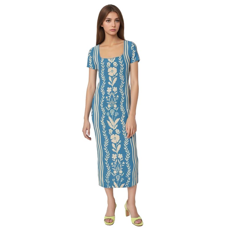 Abito estivo classico stampato con scollo rotondo da donna, nuovo 2025 LA0102_voghion.com