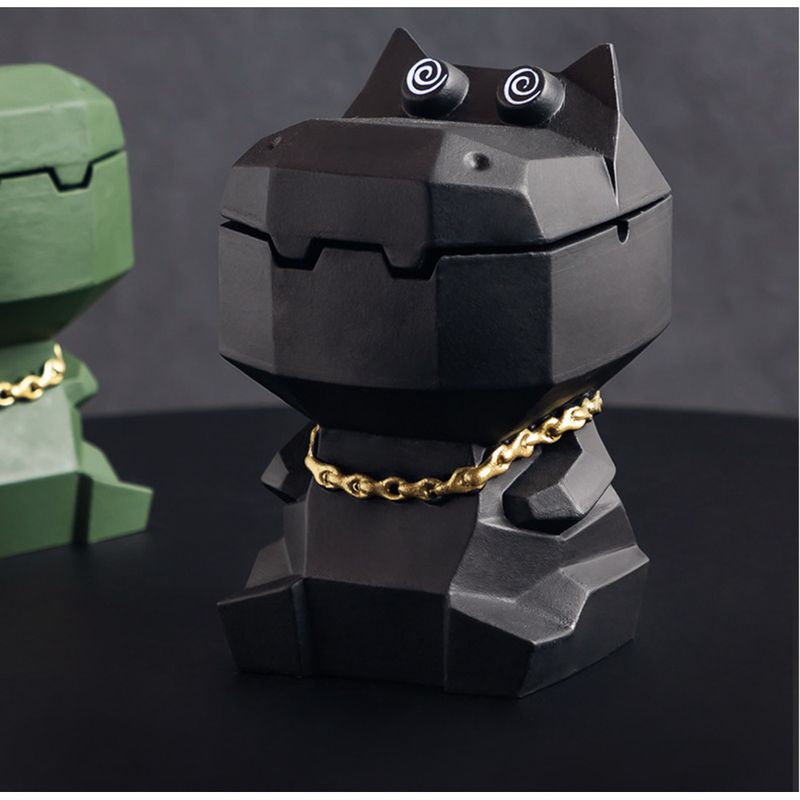 Cenicero de hipopótamo con tapa, diseño de personalidad creativa de alta gama, estilo moderno, adorno de dibujos animados para el hogar, la sala de estar y la oficina._voghion.com