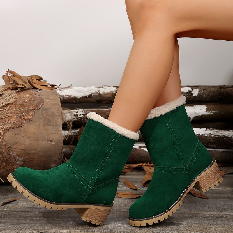 Botas de nieve de ante con tacón grueso, talla 43, botas de algodón de talla grande_voghion.com