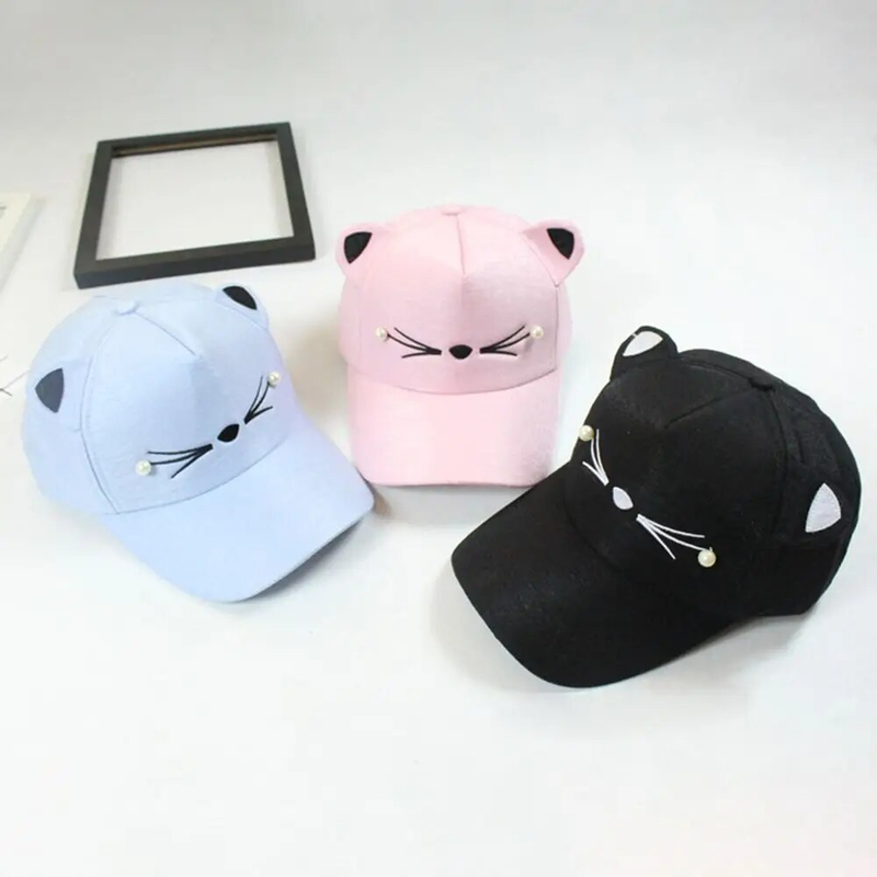 Fashion Cat Ear Baseball Cartoon Cotton Outdoor Sport Casual Sun Cap Cute Cosplay Hat_voghion.com
