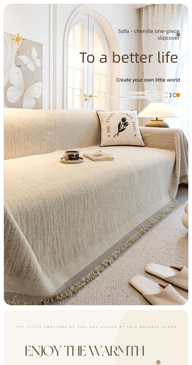 New Cream Style Cloth Universal For All Seasons Chenille Non-Slip Sofa Cushion Cat-Proof Full Wrap Cover Blanket_voghion.com