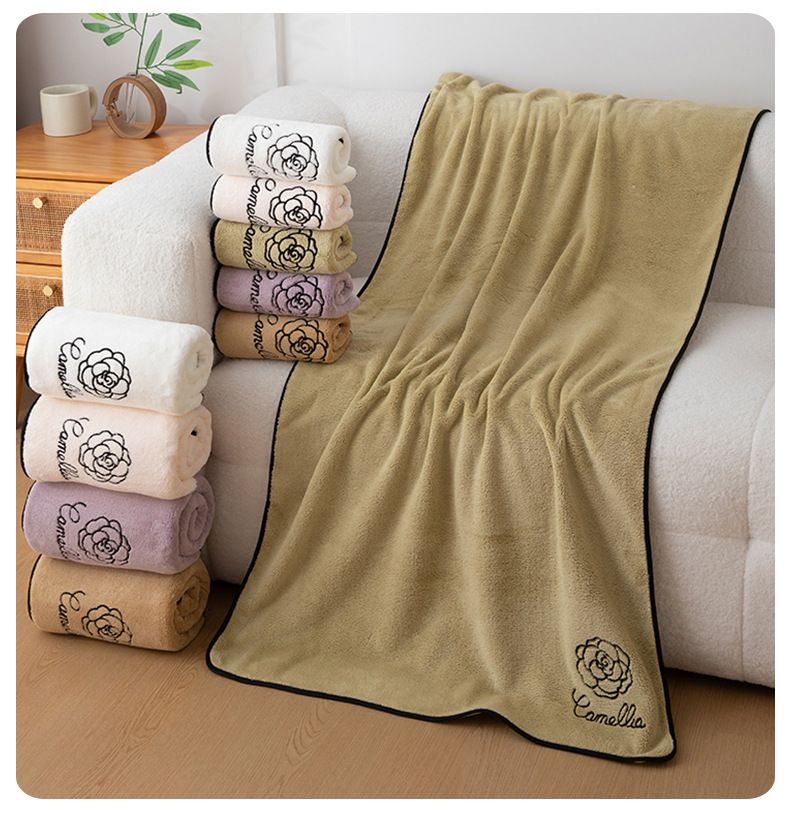 Camellia Coral Fleece Badhanddoek - Extra Groot & Dik, Zacht, Absorberend, Voor Hotel, B&B & Thuis_voghion.com
