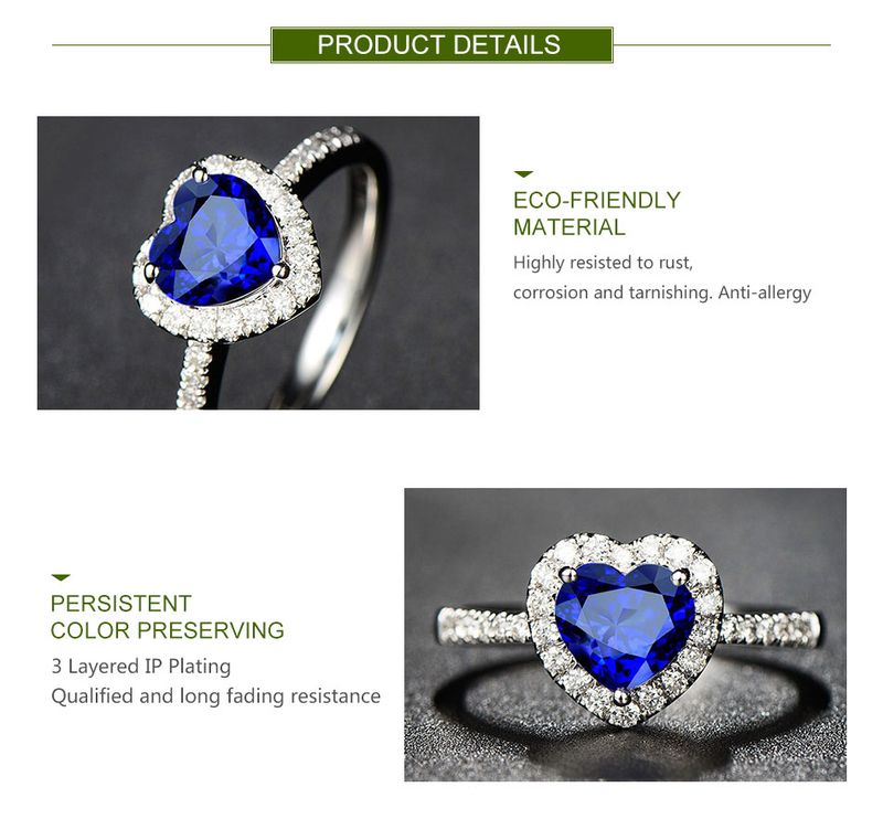Vendite calde Vendite calde ZDADAN Sterling Sier Cuore Blu Gemstone Anelli per le donne Gioielli da sposa Moda Regalo_voghion.com