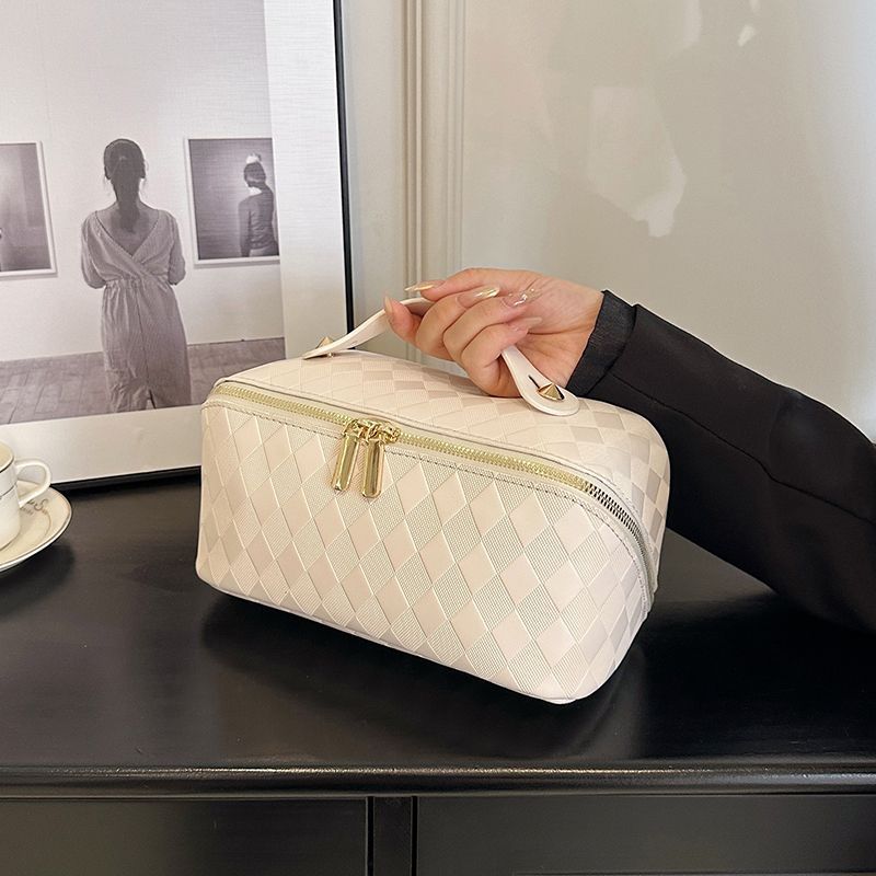 Neu Große Kapazität Make-Up Reise Tragbare Handheld Organizer Cosmetic Toiletry Tasche Geprägte_voghion.com