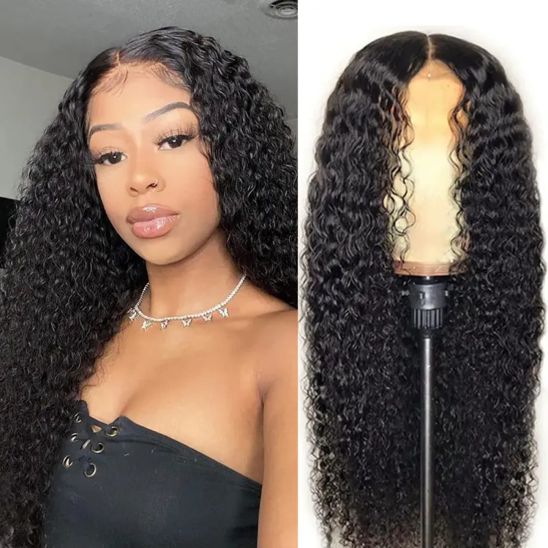Kinky Curly Echthaar Lace Front Perücke Transparent Lace Closure für schwarze Frauen_voghion.com