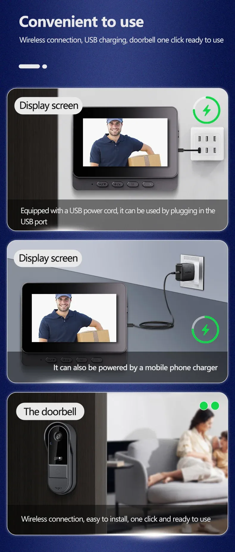 Tuya Wireless Intercom Night Vision HD 4.3in lPs Screen waterproof Doorbell Camera smart Home security Video By Bell_voghion.com