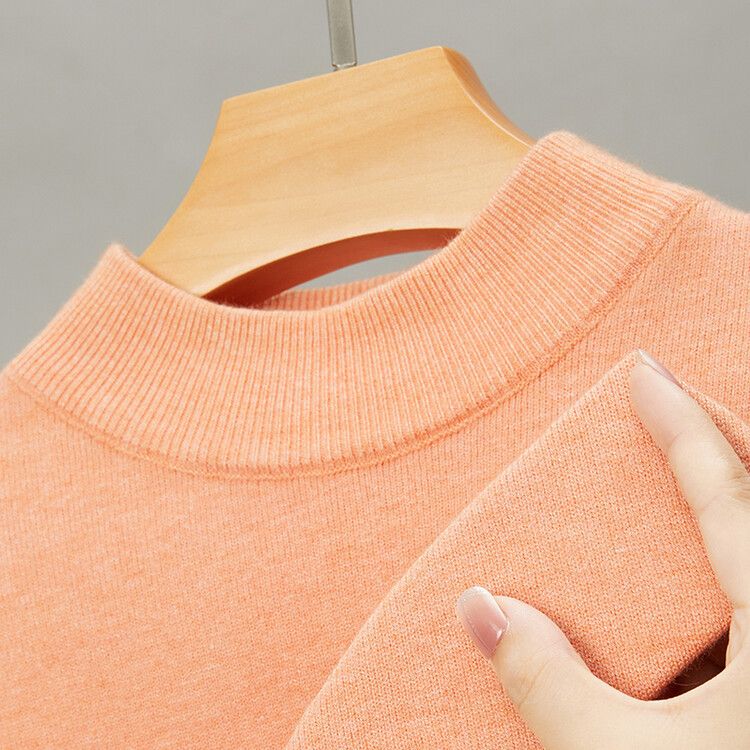 Herrenbekleidung Live-Übertragung Halbrollkragen Langarm-Strickpullover Herren Herbst und Winter Neues einfarbiges warmes Unterhemd Herren_voghion.com