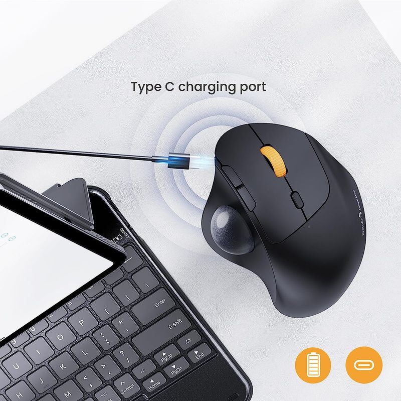 ProtoArc Wireless Trackball 2.4g Ergonomic Rollerball Mouse Rechargeable Bluetooth Computer Mice 3 Device Connection_voghion.com