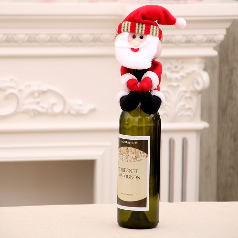Christmas Home Decorations Christmas Doll Wine Bottle Set Small Wine Bottleneck Hold Wine Bottle Set Ornaments_voghion.com