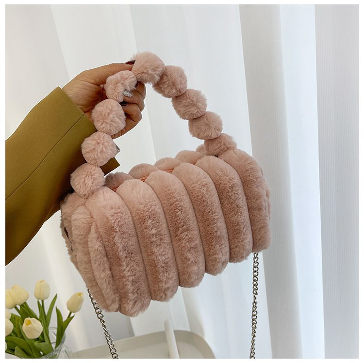 Borse da donna, piccola borsa quadrata da donna, nuova moda autunnale e invernale, borsa a cuscino, elegante borsa a mano, borsa a tracolla in peluche testurizzata_voghion.com