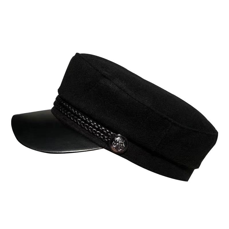 Hot Sale 1PC Women Men Spring Autumn Sailor Hats Black Ladies Beret Caps Flat Top Captain Cap Travel Cadet Octagonal Hat_voghion.com