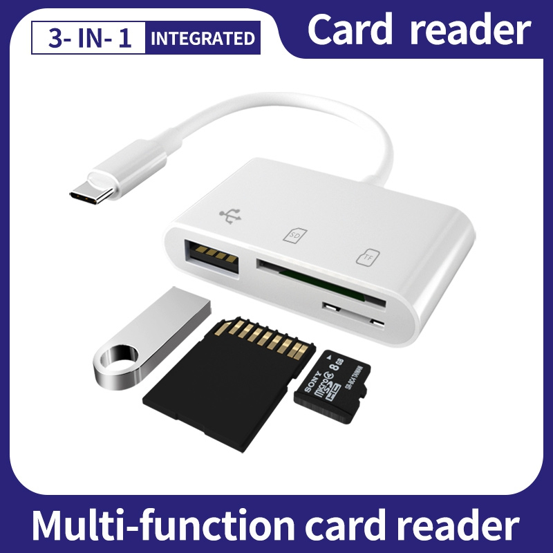 Multi 3-in-1-USB-Kartenleser Typ C zum SD-TF-USB-Anschluss Smart Memory Card Reader-Adapter für Macbook Pro Typ-C-Anschluss_voghion.com