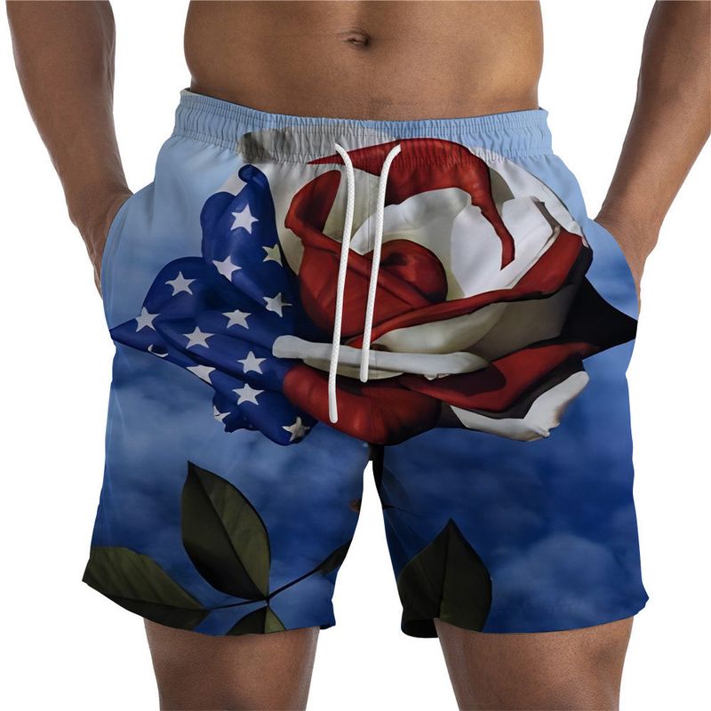 Unbeatable Quality Summer Men's Shorts For Independence Day In The United States; Victory Day&National Flag Statue Of Liberty Eagle 3D_voghion.com