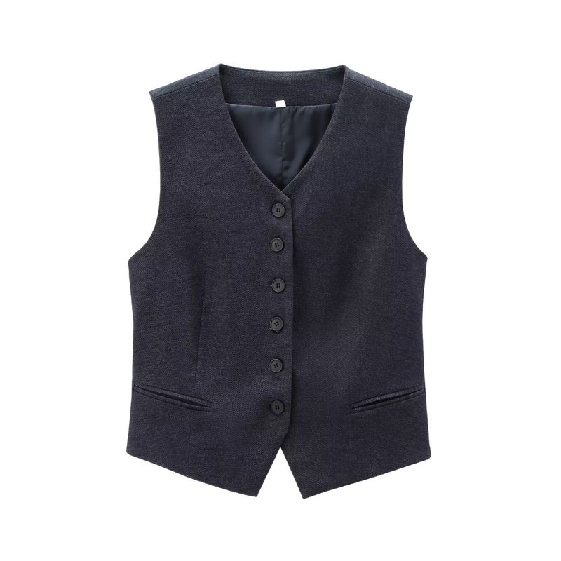 Women's clothing 2024 summer new item denim linen suit vest lantern pants set_voghion.com