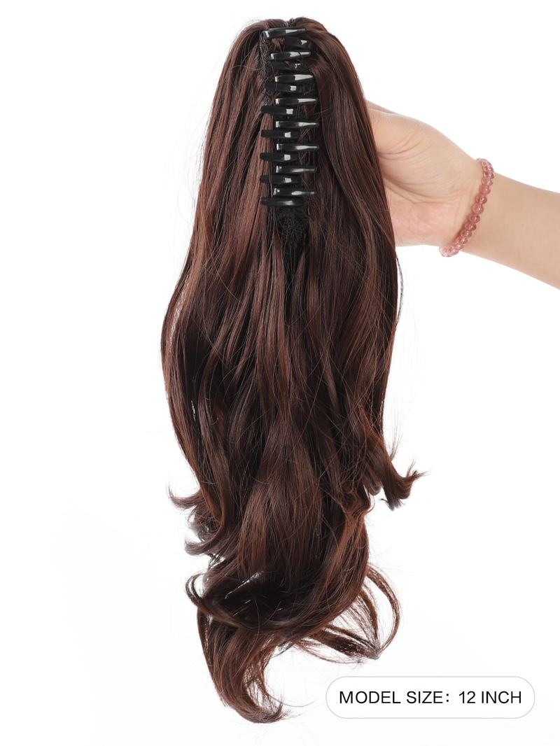 Sintētiska spīļu zirgastes pieaudzējuma matu pieaudzēšana 14" mākslīga brūna sirma blonda viļņaina mākslīgā bize ar gumiju_voghion.com