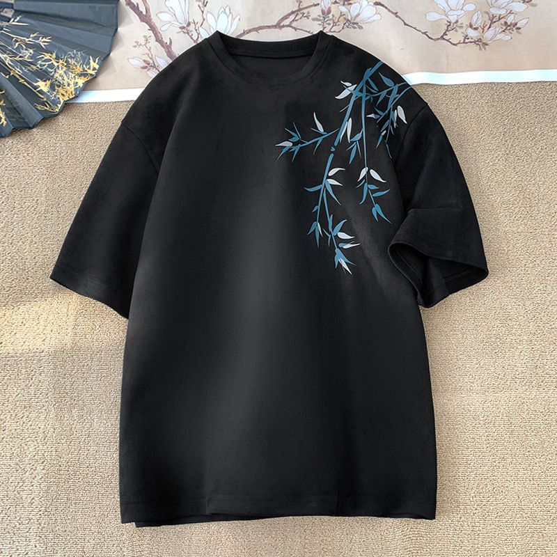 Maglietta estiva con stampa in pelle scamosciata Five-In-A-Cent, nuova e alla moda, ampia, girocollo, manica corta_voghion.com