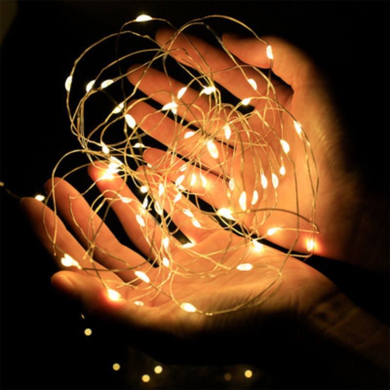 Luci decorative a LED con filo di rame - Bianco caldo e multicolore, 10 LED al metro, alimentate a batteria, ideali per composizioni floreali_voghion.com