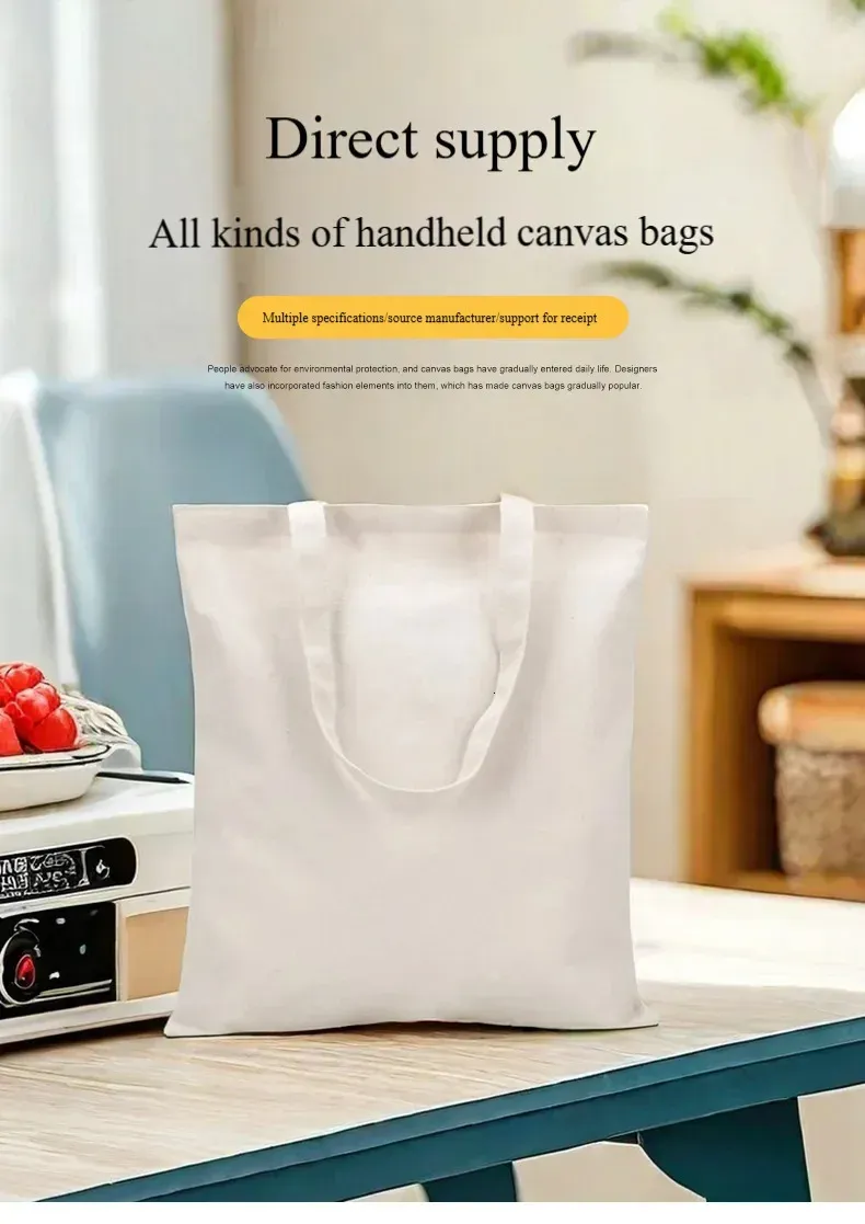 5/10/50pcs/lot Customized Canvas Shopping Womens Large Capacity Tote Bags Daily Commuting Bag Print Your 37x40cm 250714_voghion.com
