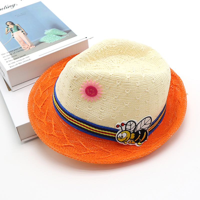Cappello di paglia per bambini Cappello da sole per protezione solare da esterno in stile coreano per ragazzi e ragazze cappello da sole per bambini da spiaggia_voghion.com