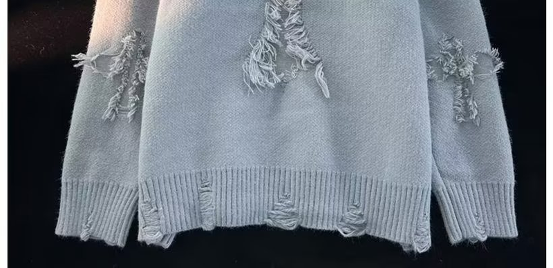 Suéter roto para hombre, ropa de otoño e invierno, jersey de cuello redondo para hombre, jersey juvenil de estilo retro de marca High Street._voghion.com