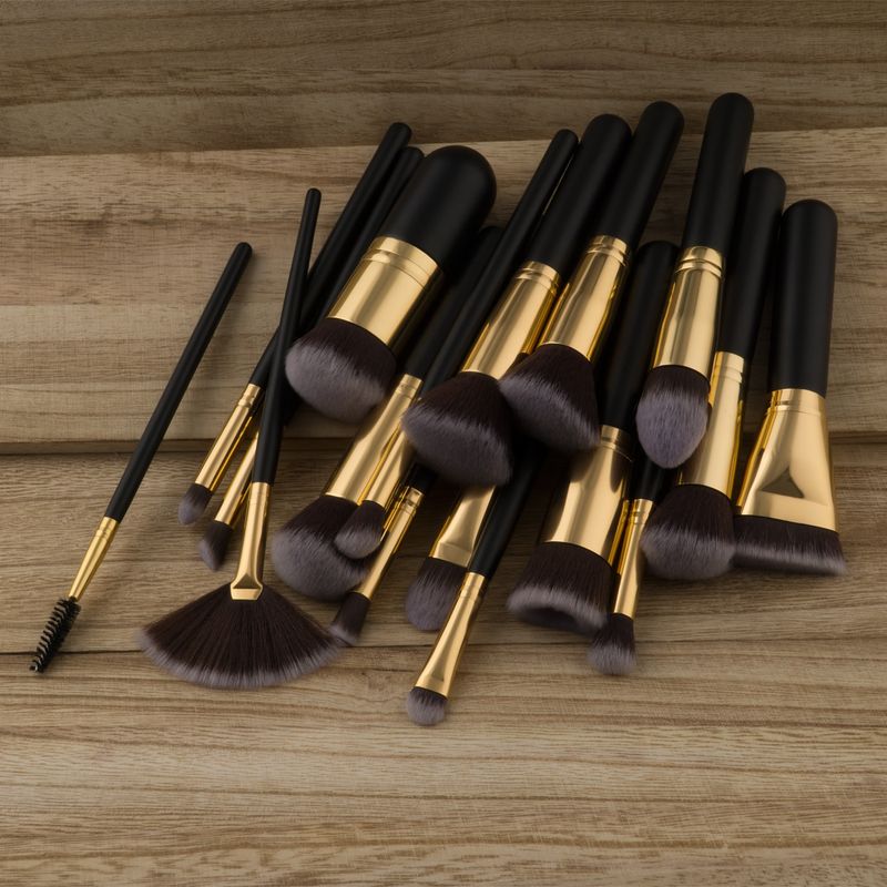 17 Stück Make-up-Pinsel, Beauty-Tools, Schwarzgold, Grundierungspinsel, Fächerpinsel, Make-up-Set, GUJHUI Yuncai_voghion.com