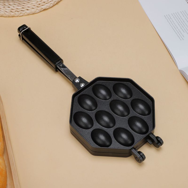 Nuovo stampo per waffle antiaderente commerciale a forma ovale con dieci fori per uova in noce_voghion.com