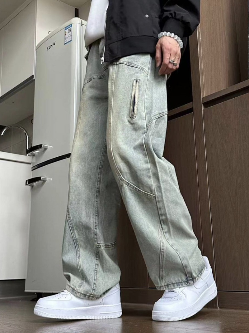 men's high waist street hiphop high street straight loose trousers_voghion.com