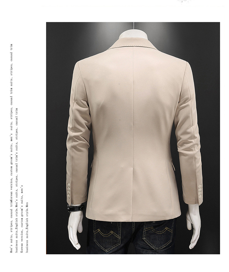 Costum bărbătesc casual, mărime mare, slim fit, costum bărbătesc, la modă, elegant, culoare solidă, costum mic_voghion.com
