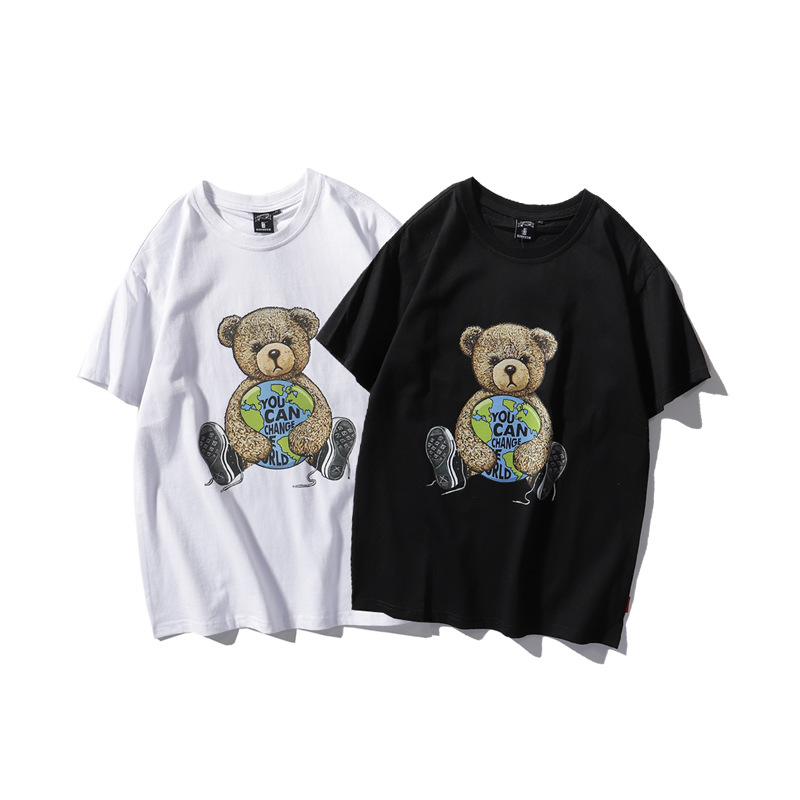 2022 Nuova maglietta a maniche corte China-Chic Bears per uomo e donna Costume da coppia Moda T-shirt ampia Camicia pubblicitaria Abito di classe_voghion.com