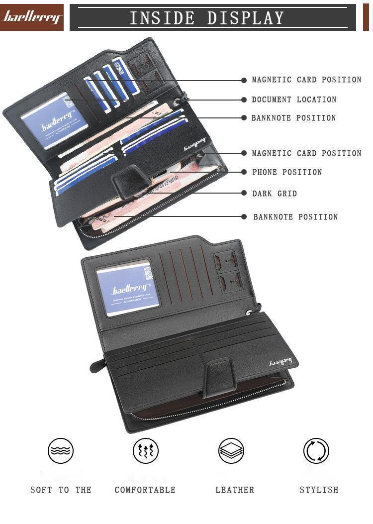 BAELLERRY/Wallet alkalmi többfunkciós, kiváló minőségű kuplungos, népszerű üzleti hosszú cipzáras telefontáska_voghion.com