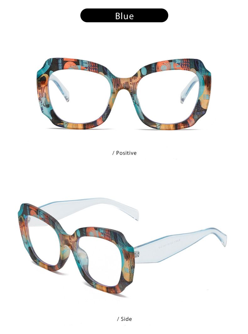 New Irregular Marble Pattern Anti-Blue Light Non-Prescription High-End Acetate Plain Glasses Frame_voghion.com