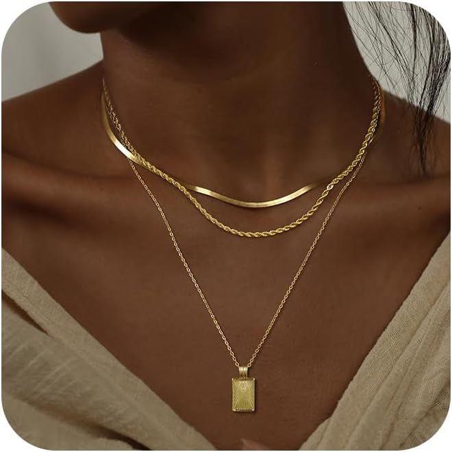 Layered For Women, Stackable Stack 14K Real Plated Sier Chain Necklace Dia Circle CZ Layering Pendant Necklaces Trendy_voghion.com