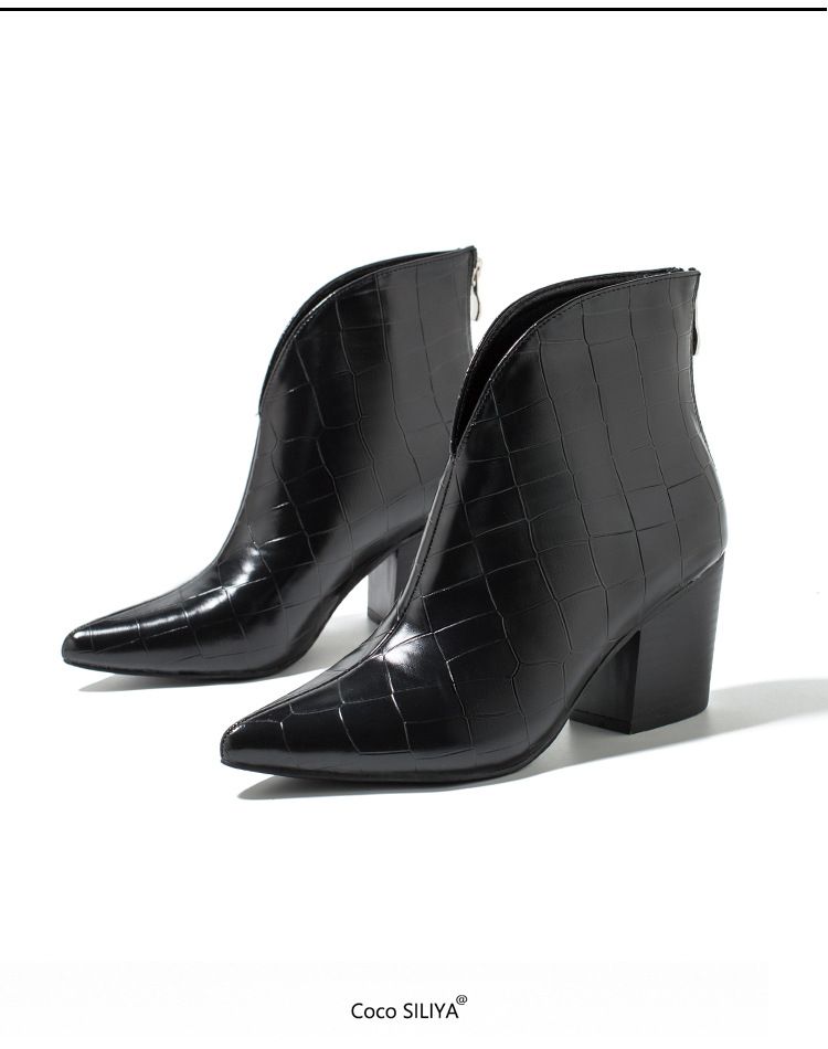 Herbst/Winter Damen Stiefeletten mit spitzer Zehenpartie und klobigem Absatz – Modische Stiefeletten für die Freizeit und das Büro_voghion.com