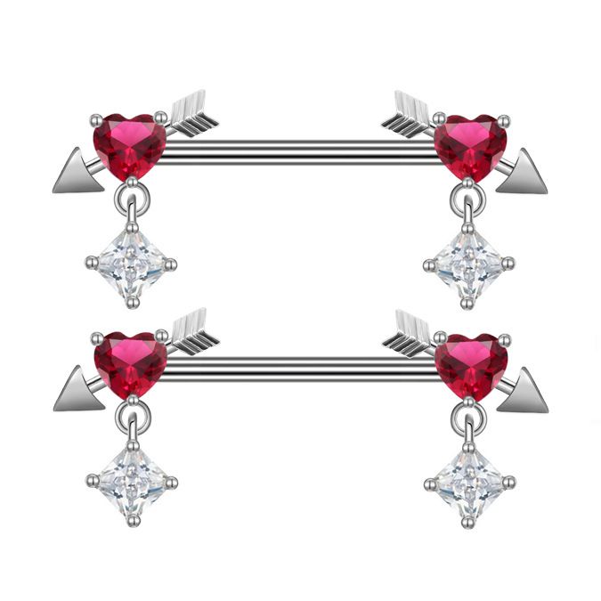 Anello capezzolo a forma di serpente Anello capezzolo a forma di arco Anello capezzolo a forma di freccia con cuore Anello capezzolo a forma di goccia di unghia al seno_voghion.com