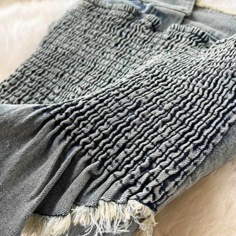 Damenbekleidung Design Jeansanzug Pure Desire Hot Girl Unregelmäßiges kurzes Tube-Top Weste Hohe Taille Geteilter Rock_voghion.com
