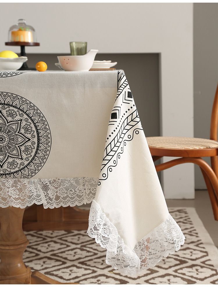 Nappe bohème rectangulaire 100 % coton, imperméable et antitache, décorative, pour table basse (plusieurs tailles et motifs)_voghion.com