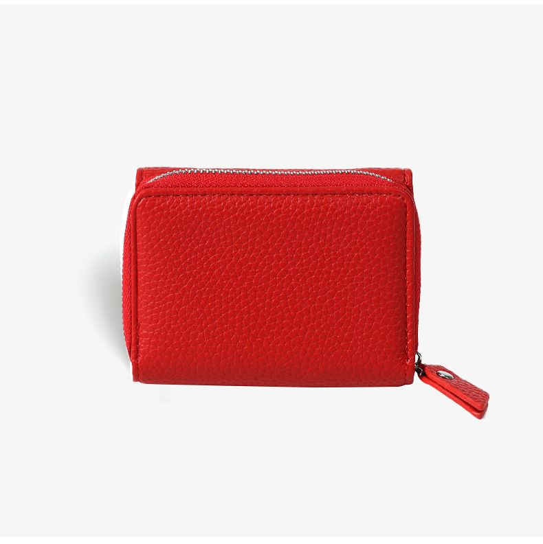 Tarjetero de PU para mujer, pequeño, de gran capacidad, con diseño de lichi, sencillo_voghion.com