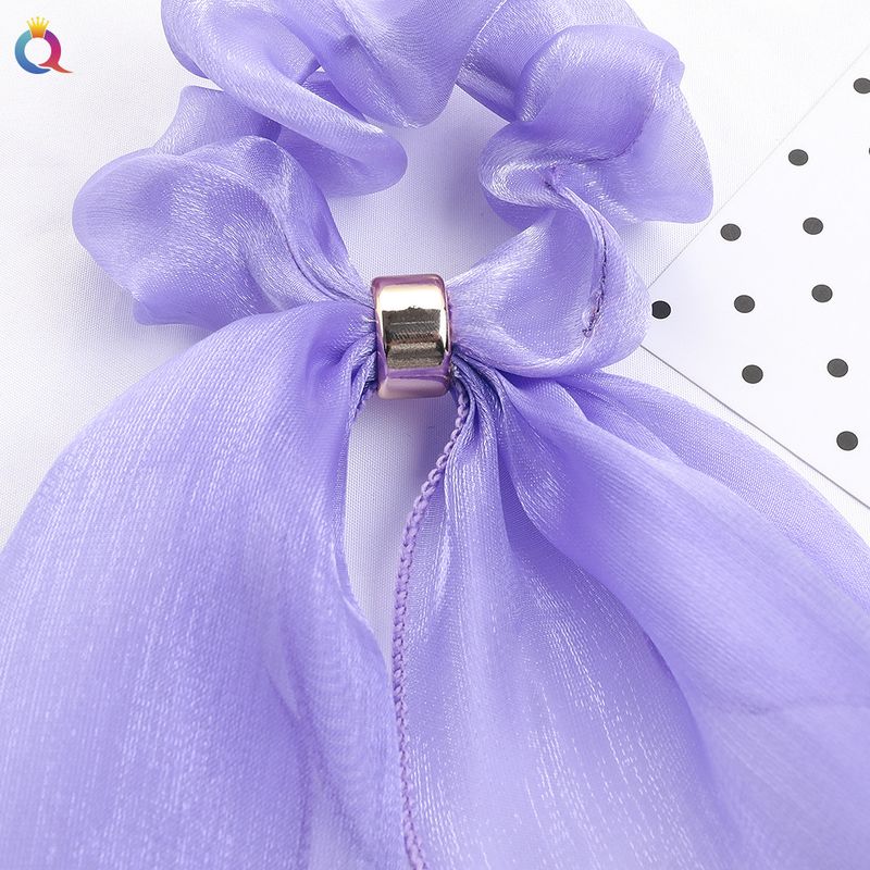 Elástico de cabelo com fita de cetim - Acessórios de cabelo com laço elegante para mulheres (cor sólida, ajustável, antiderrapante)_voghion.com