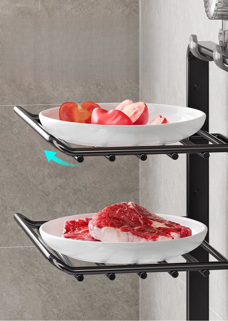 Küchenvorbereitung mit Saugnapf, multifunktionales, wandmontiertes, mehrschichtiges, faltbares Gemüseregal für die Arbeitsplatte_voghion.com